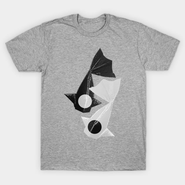 Yin and Yang Origami Fish pattern T-Shirt by Destroyed-Pixel